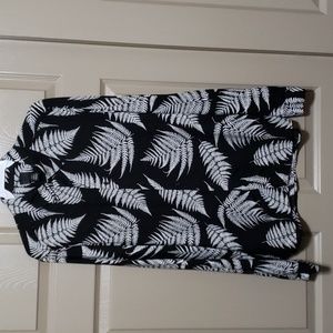 H&M leaf print button down viscose long sleeve shirt size small
